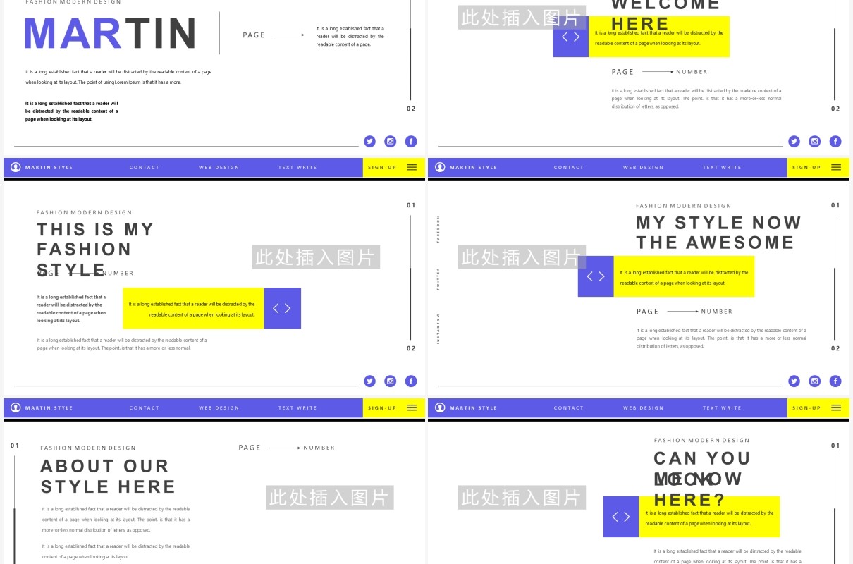 高端欧美风工作报告个人简历介绍PPT模板MARTIN Powerpoint Template