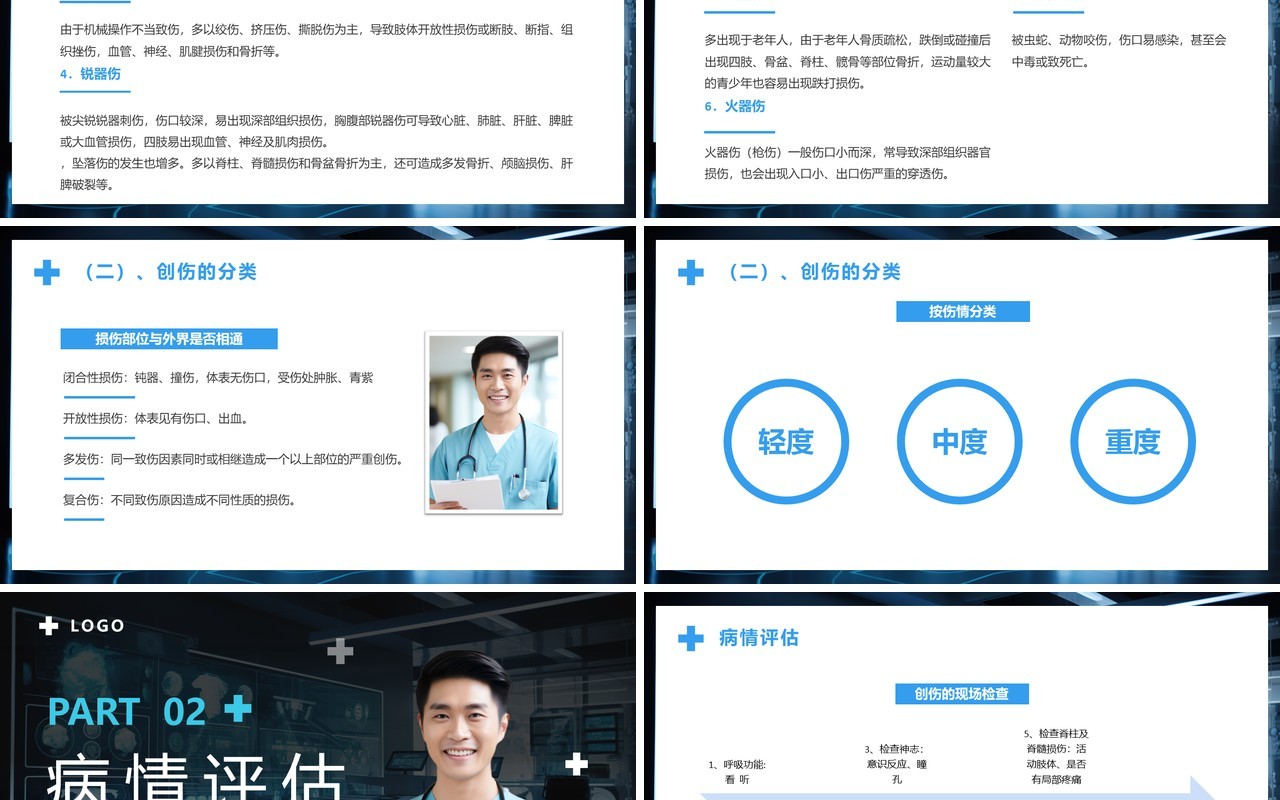 蓝色简约风创伤急救知识培训PPT模板