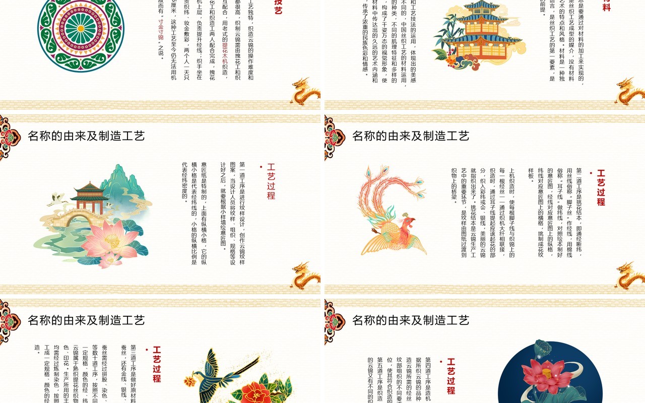 黄色古典中国风南京云锦文化宣传PPT模板
