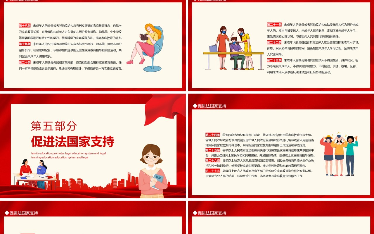 家庭教育促进法教育培训动态PPT模板