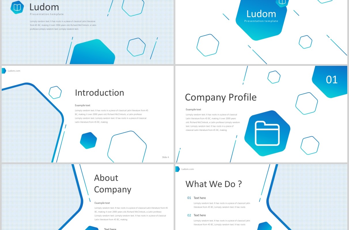 蓝色产品介绍展示PPT模板ludom powerpoint template