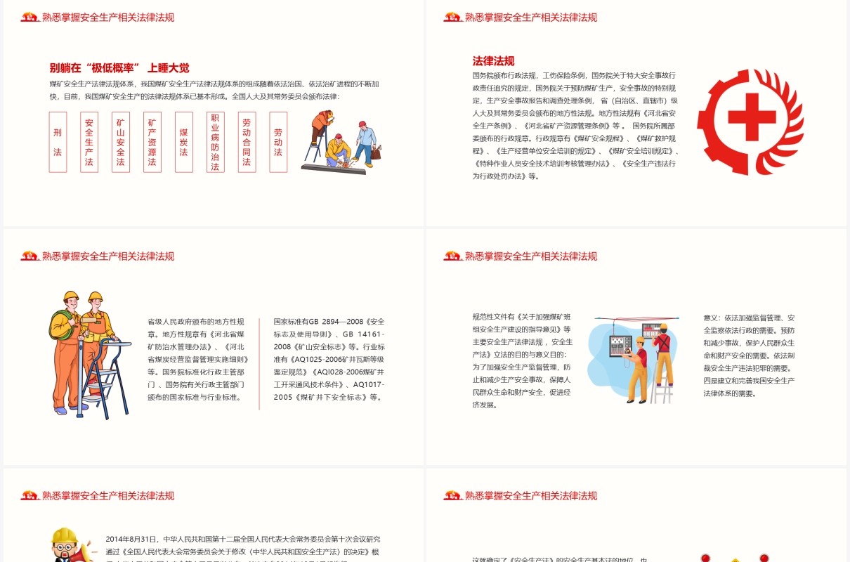 红色煤矿安全生产方针及法律法规培训课件动态PPT模板