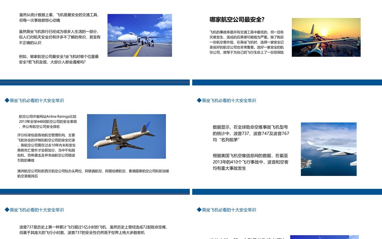 乘坐飞机必看的十大安全常识动态PPT模板