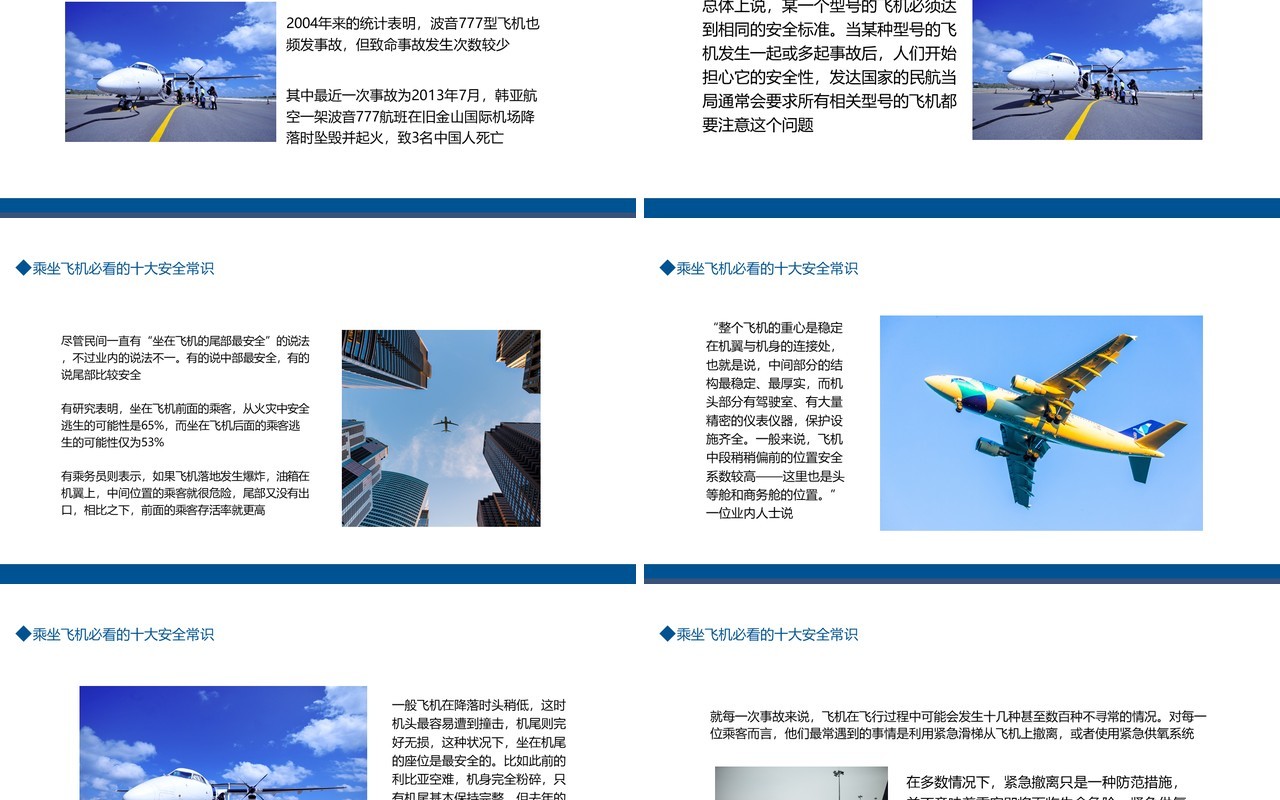 乘坐飞机必看的十大安全常识动态PPT模板