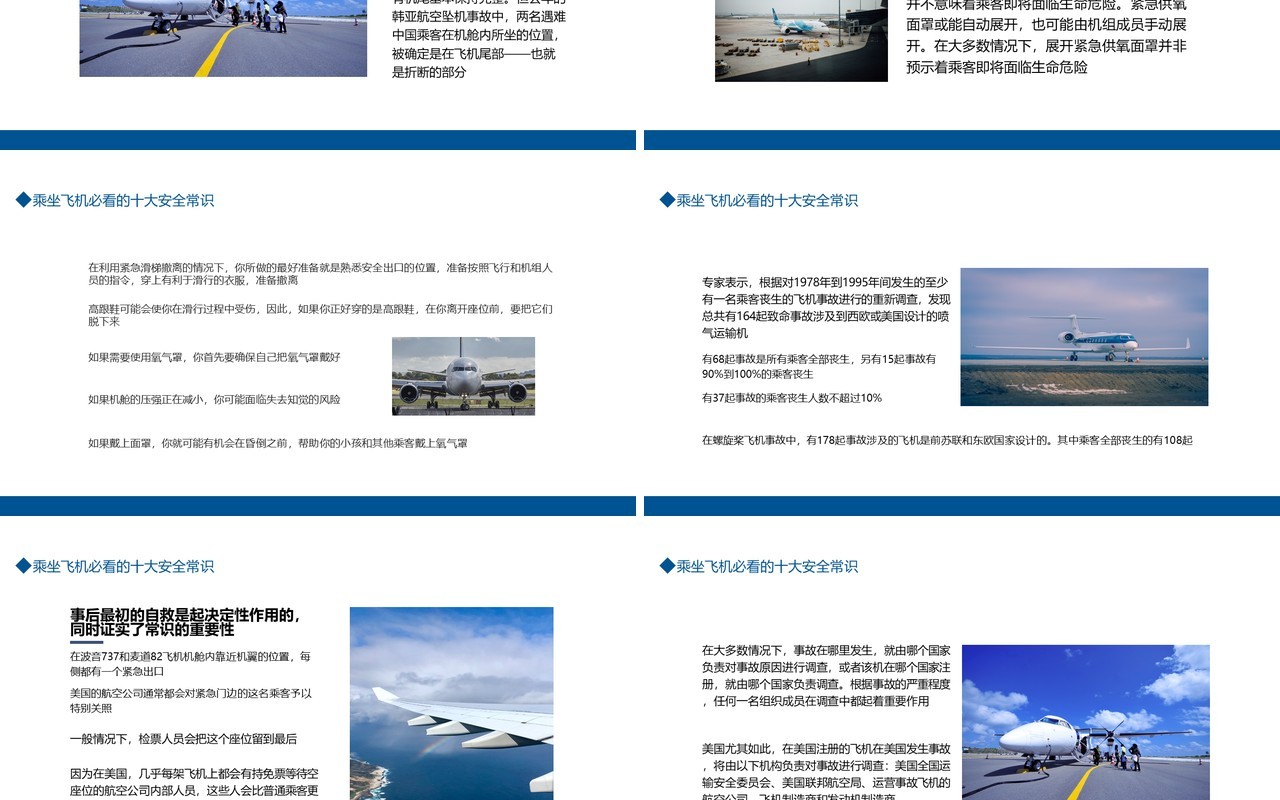 乘坐飞机必看的十大安全常识动态PPT模板