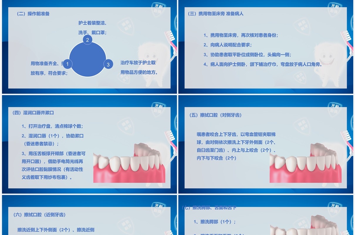蓝色卡通风口腔护理医学说课PPT模板
