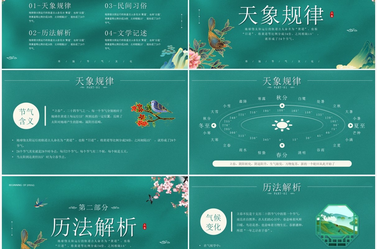 绿色中国风二十四节气之立春介绍PPT模板