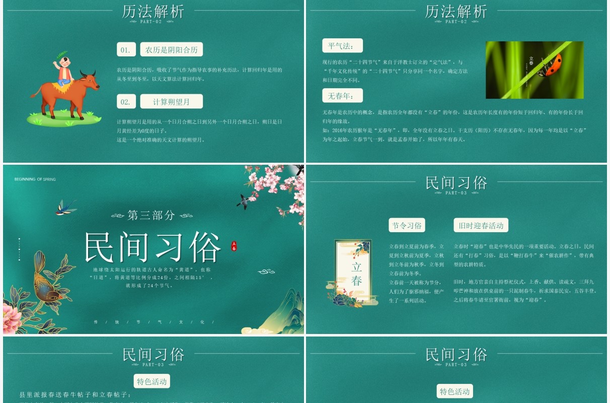 绿色中国风二十四节气之立春介绍PPT模板