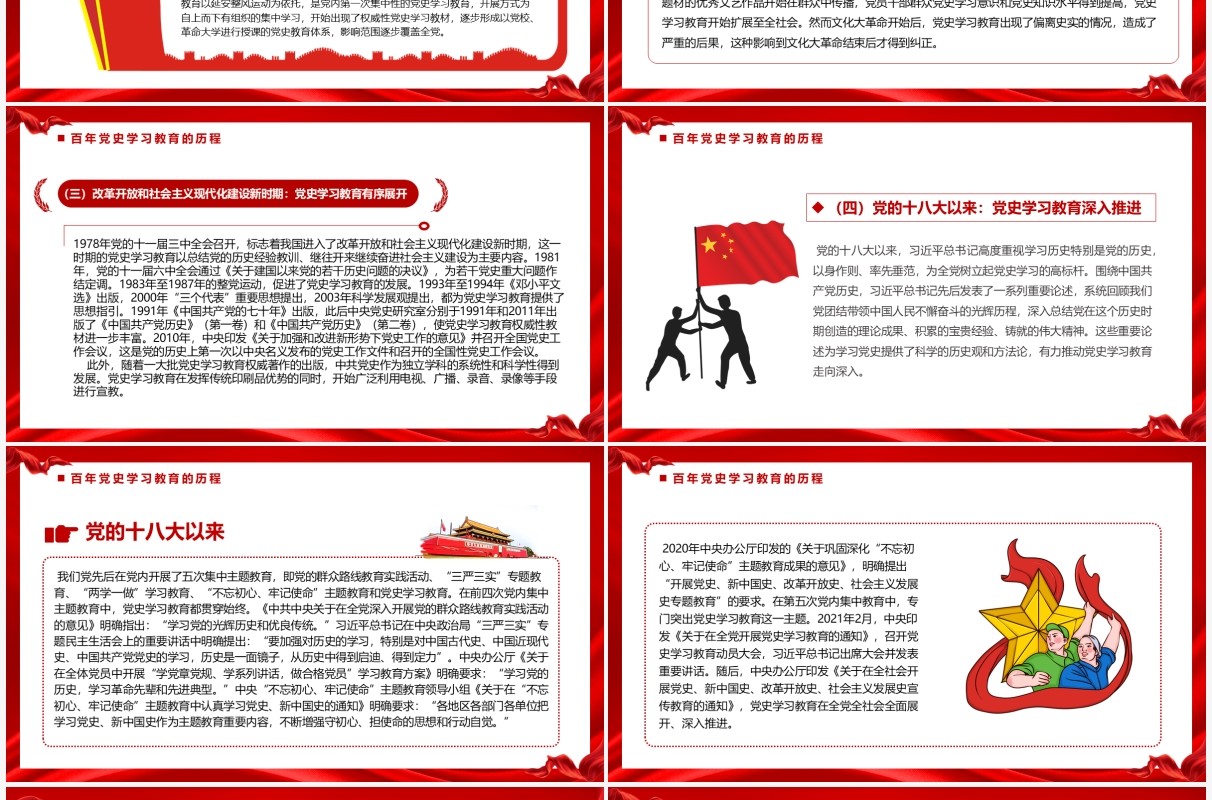 红色党政新时代加强党史学习教育研究PPT模板