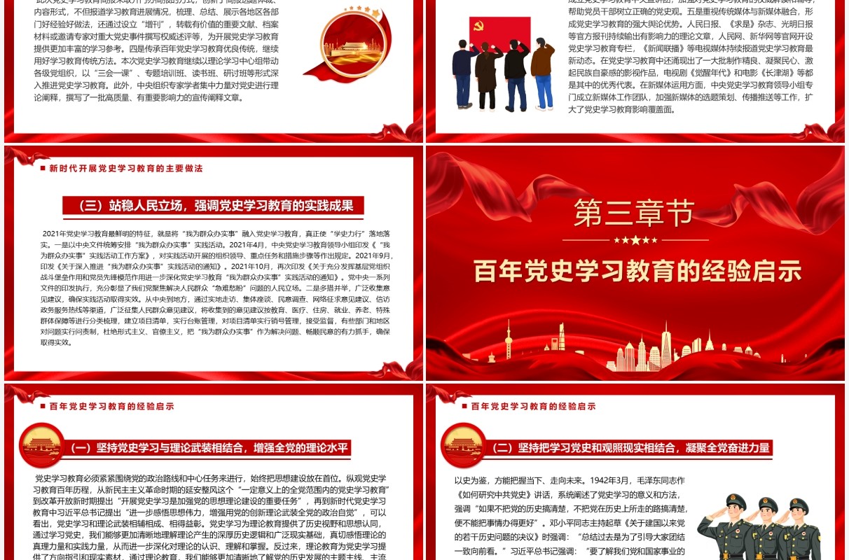 红色党政新时代加强党史学习教育研究PPT模板