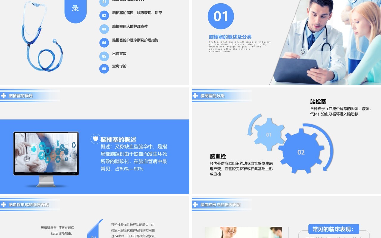 脑梗塞护理查房课件培训通用动态PPT模板