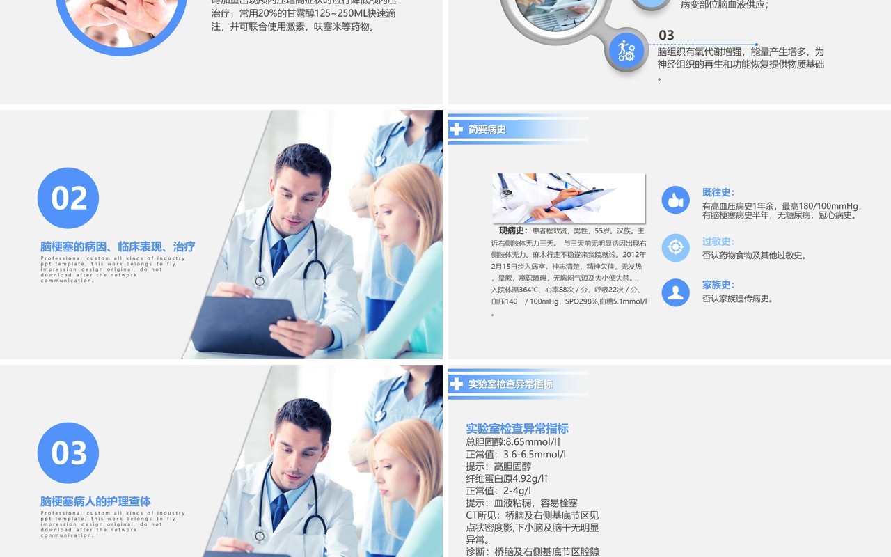 脑梗塞护理查房课件培训通用动态PPT模板