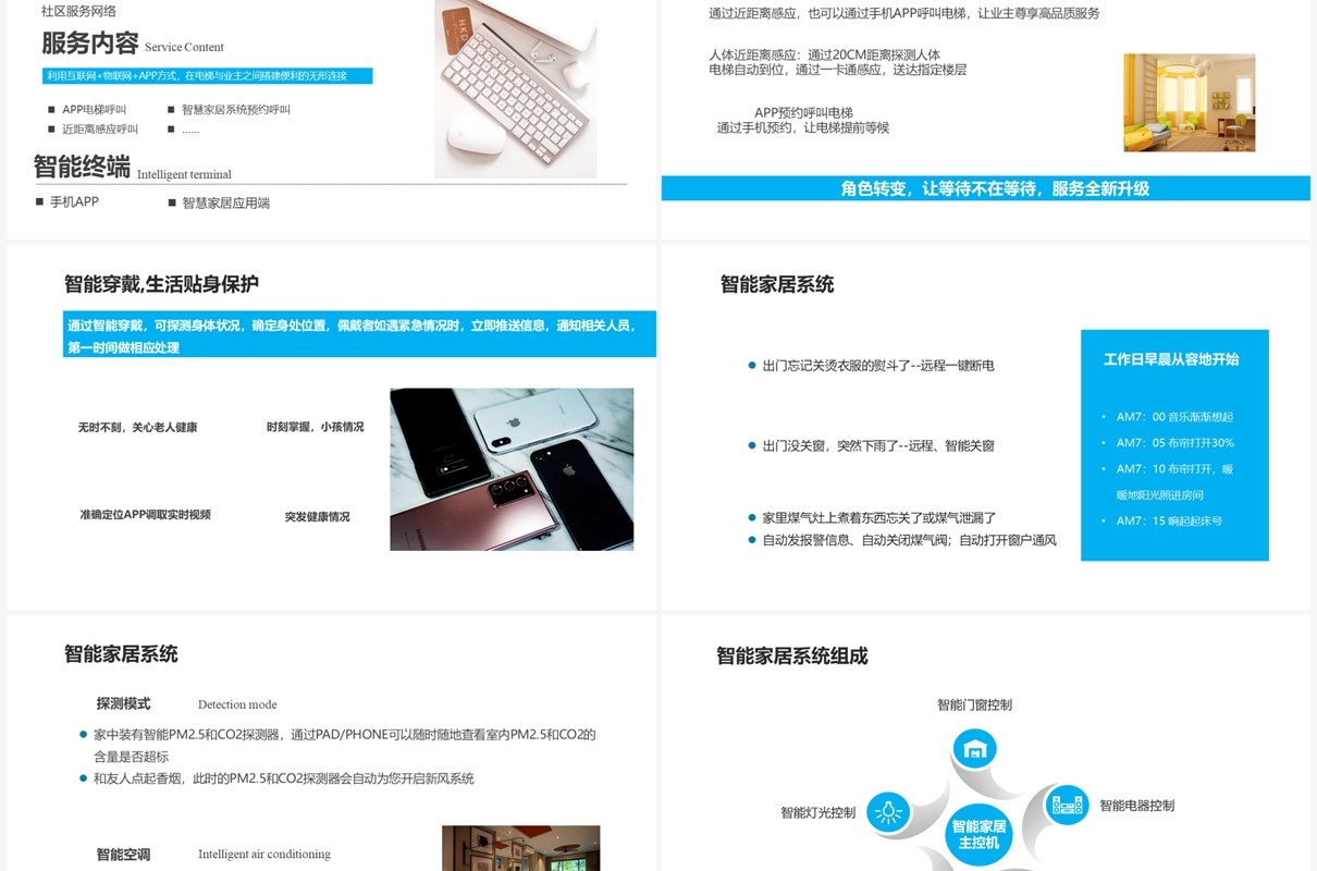 蓝色智慧社区一体化解决方案PPT模板