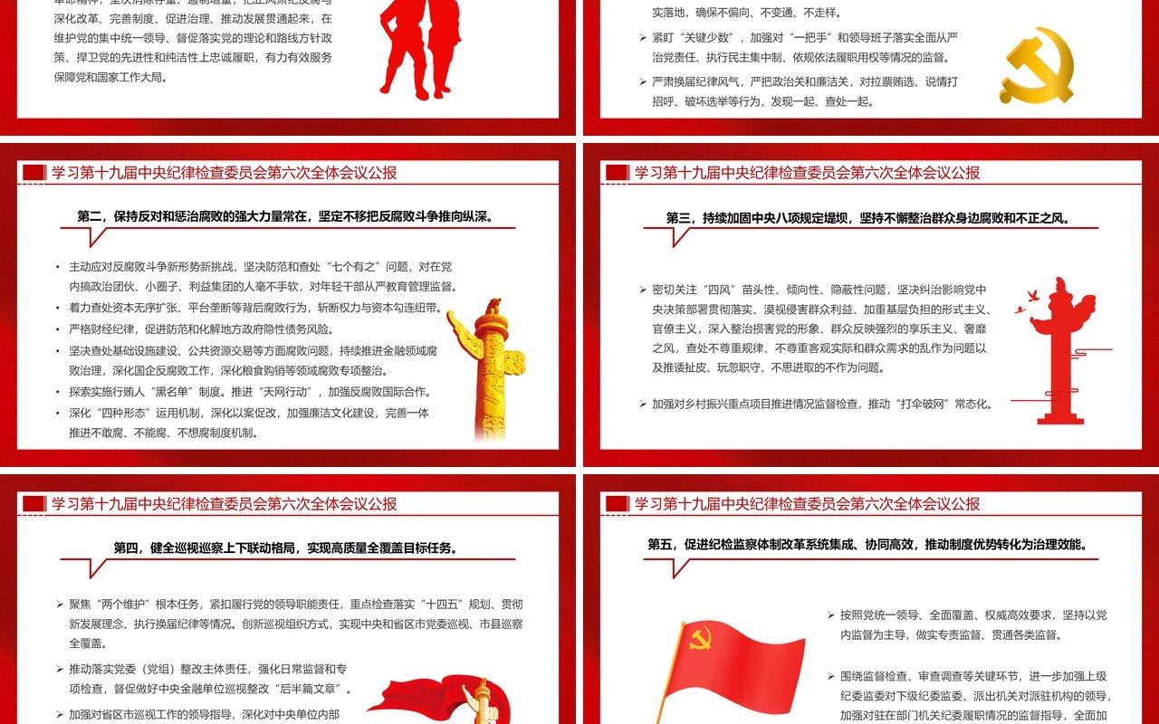 十九届中央纪委六次全会会议公报PPT模板