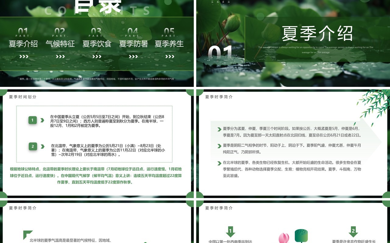绿色简约风夏季介绍动态PPT模板