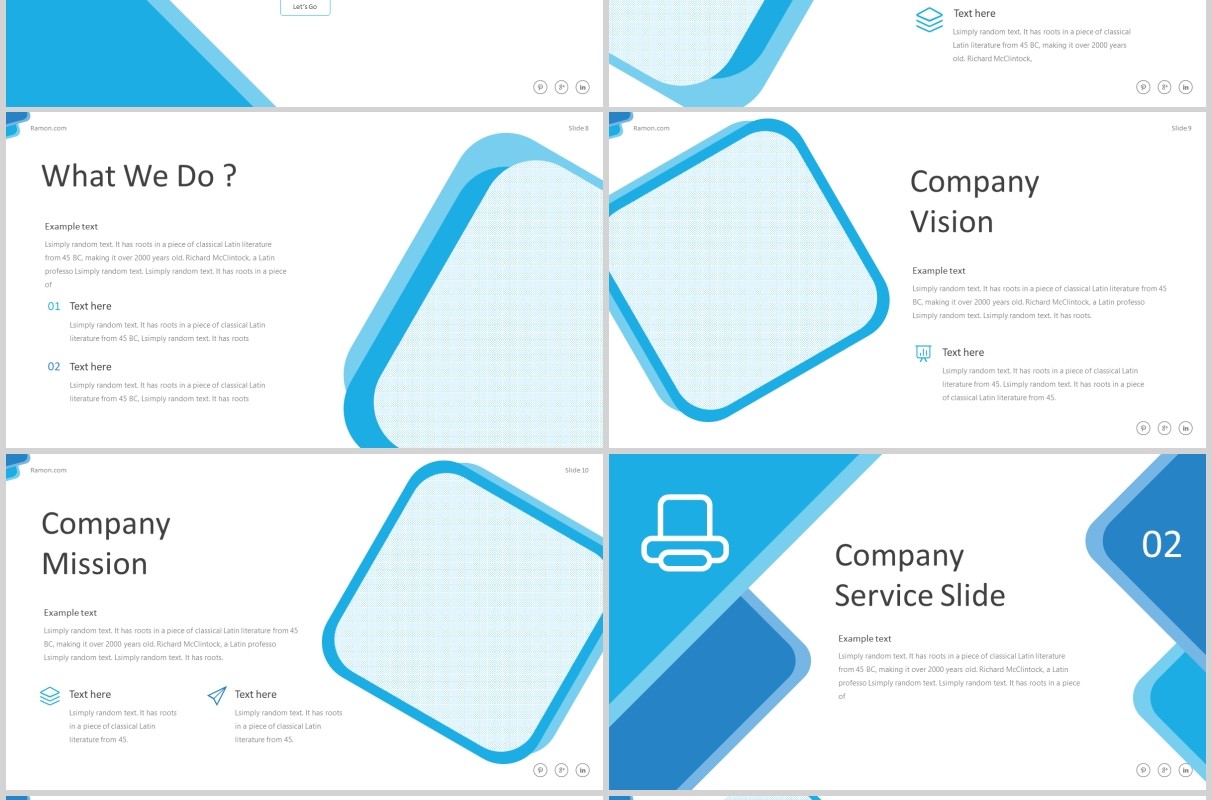 蓝色商务通用PPT模板版式设计ramon powerpoint template
