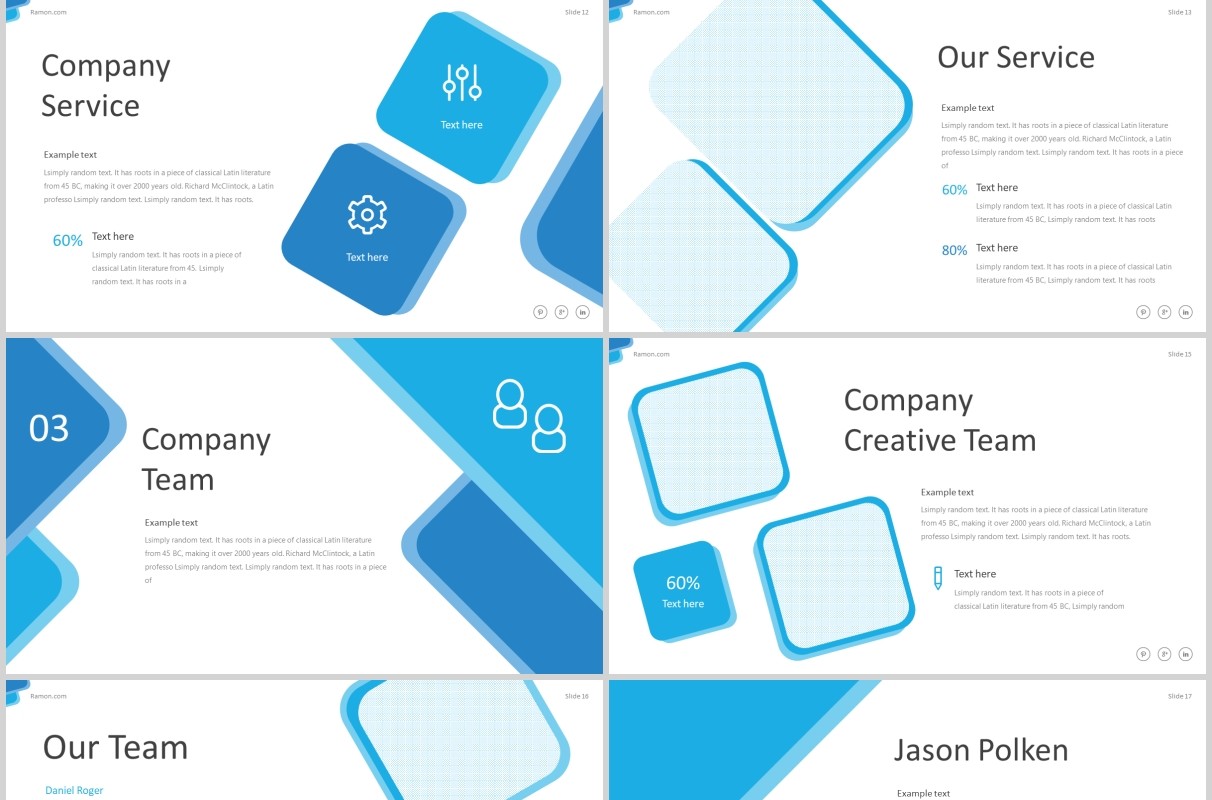 蓝色商务通用PPT模板版式设计ramon powerpoint template