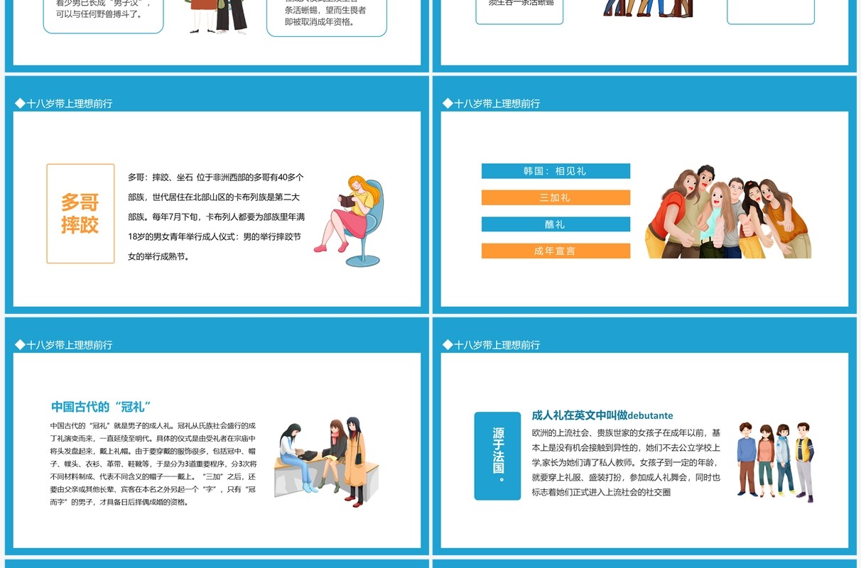 十八岁带上理想前行相信灿烂美好明天动态PPT模板