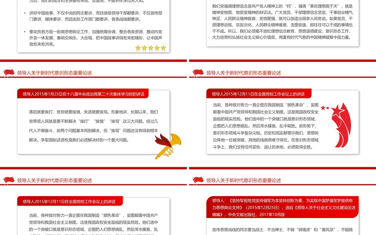 红色党政风新时代意识形态重要论述PPT模板