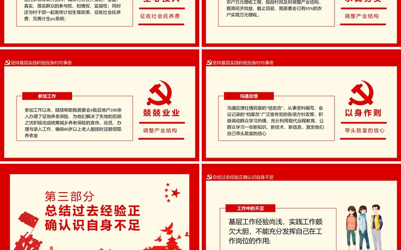 加强理论学习提高充实自己大学生村官转正述职动态PPT模板