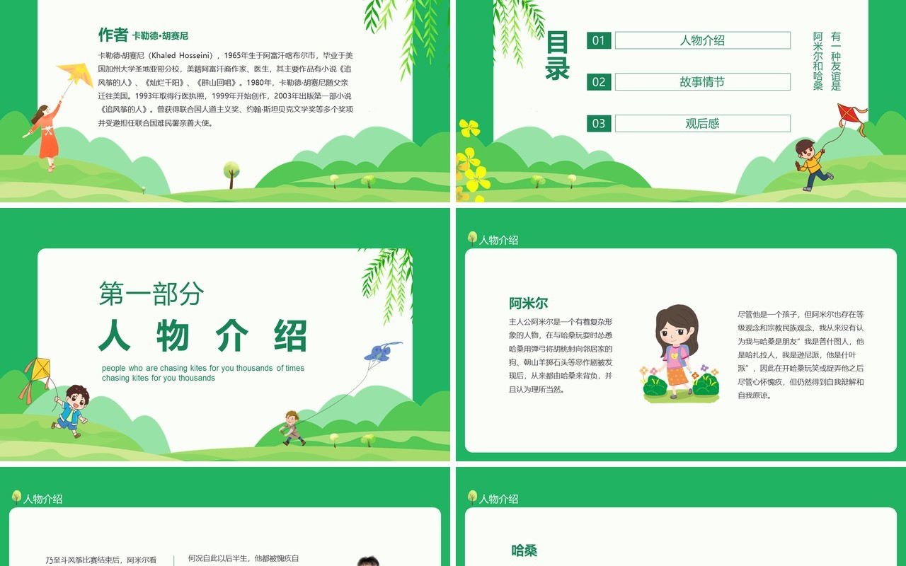 追风筝的人观后感为你千千万万遍动态PPT模板