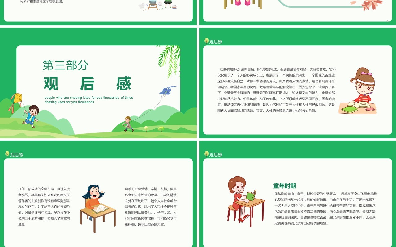 追风筝的人观后感为你千千万万遍动态PPT模板