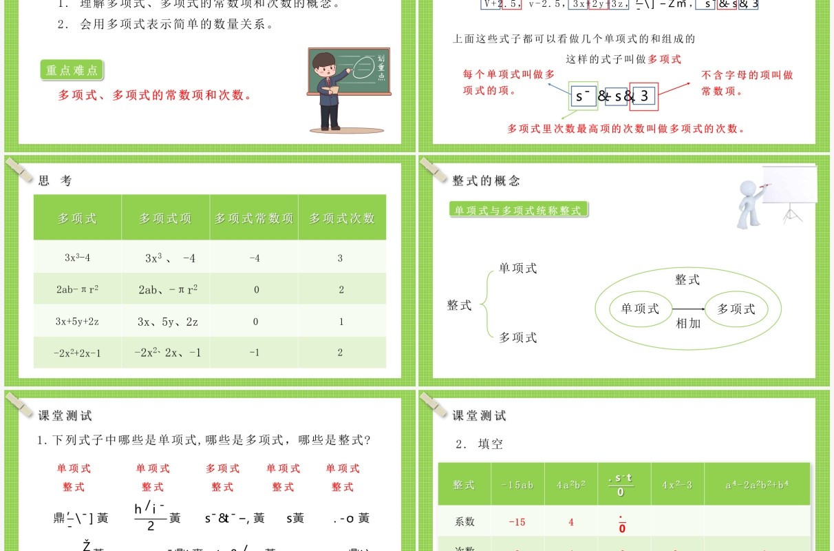 部编版七年级数学上册整式课件PPT模板