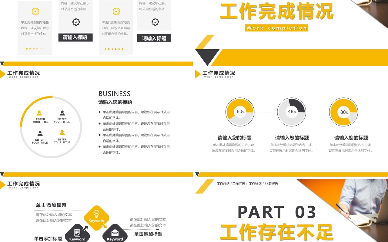 黄色商务风企业季度工作总结计划汇报PPT模板