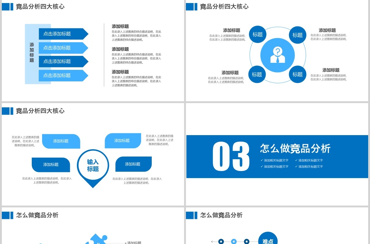 蓝色简洁企业产品竞品分析PPT模板