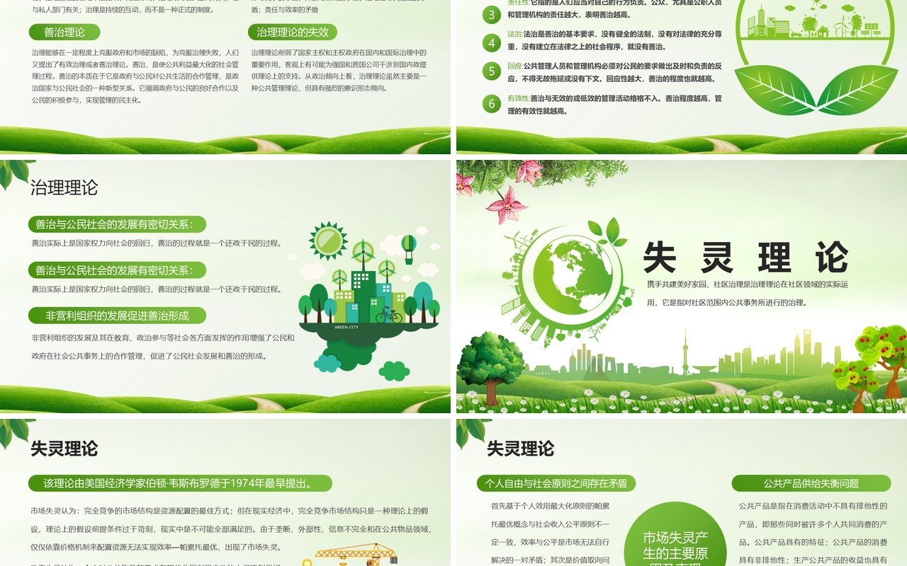 绿色简约风城市社区治理PPT模板