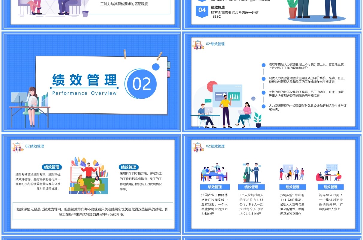 蓝色卡通风部门效益考核培训PPT模板