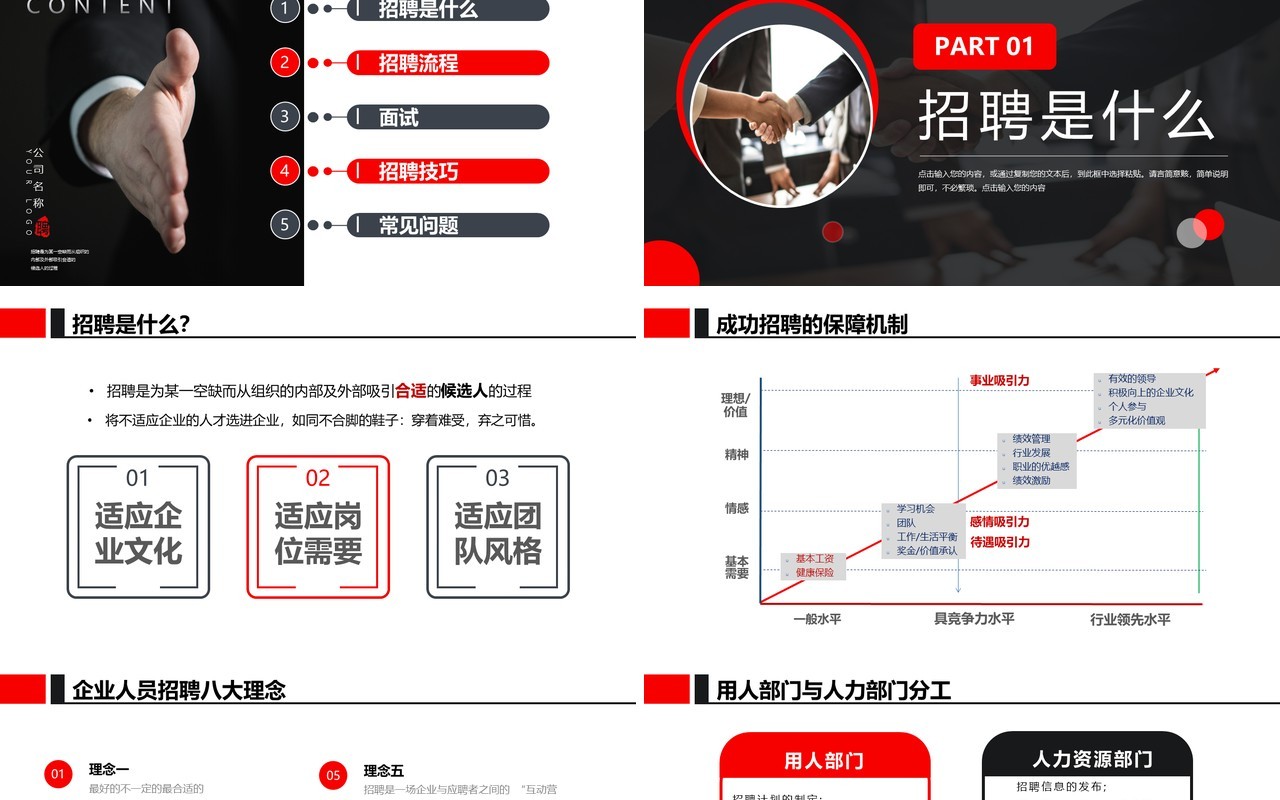 黑红撞色商务风招聘技巧培训PPT模板