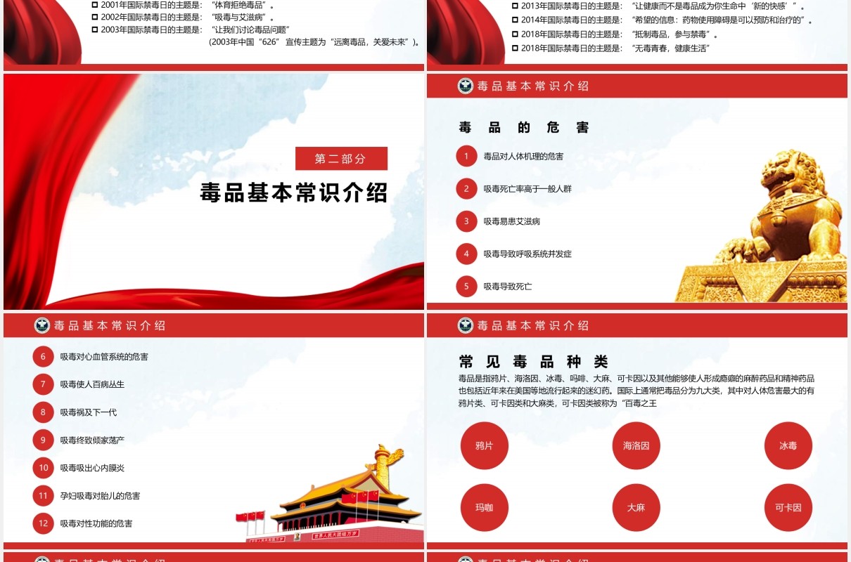 珍爱生命远离毒品教育宣传禁毒课件PPT模板