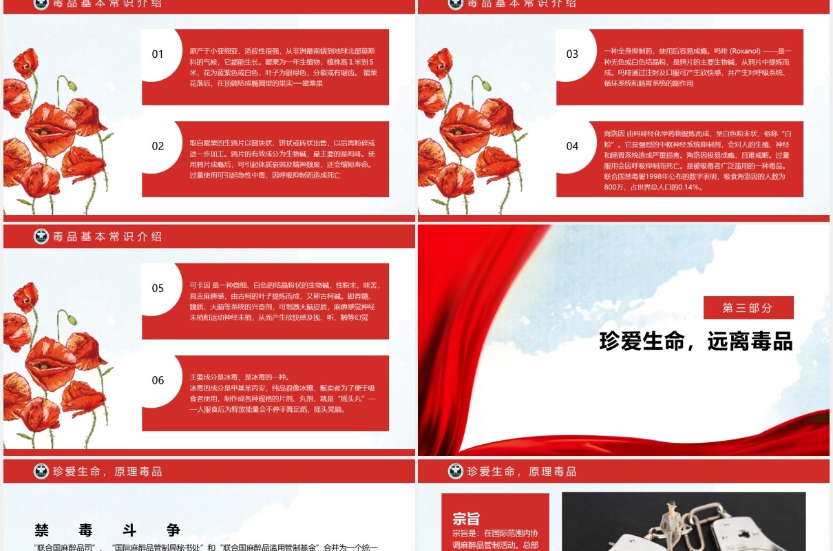 珍爱生命远离毒品教育宣传禁毒课件PPT模板