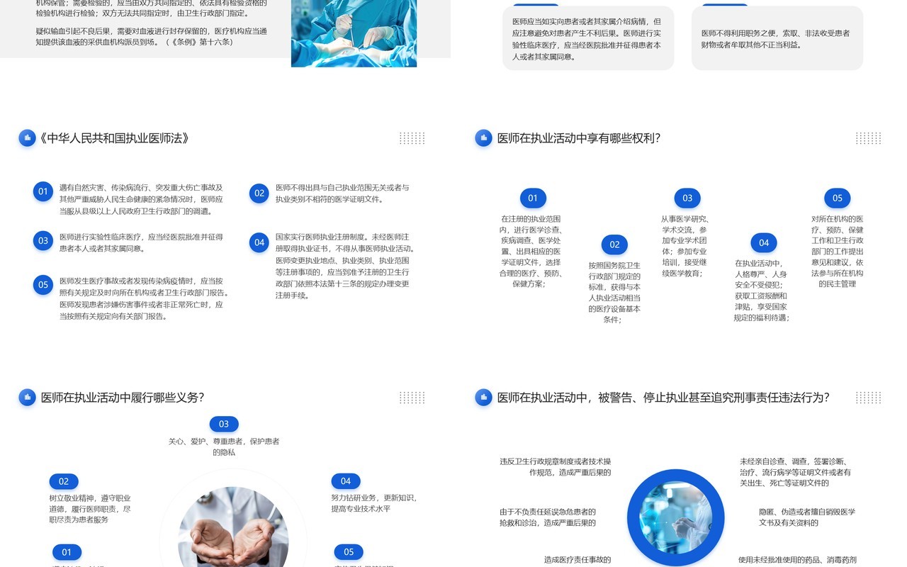 蓝色简约风医疗法律法规知识培训PPT模板