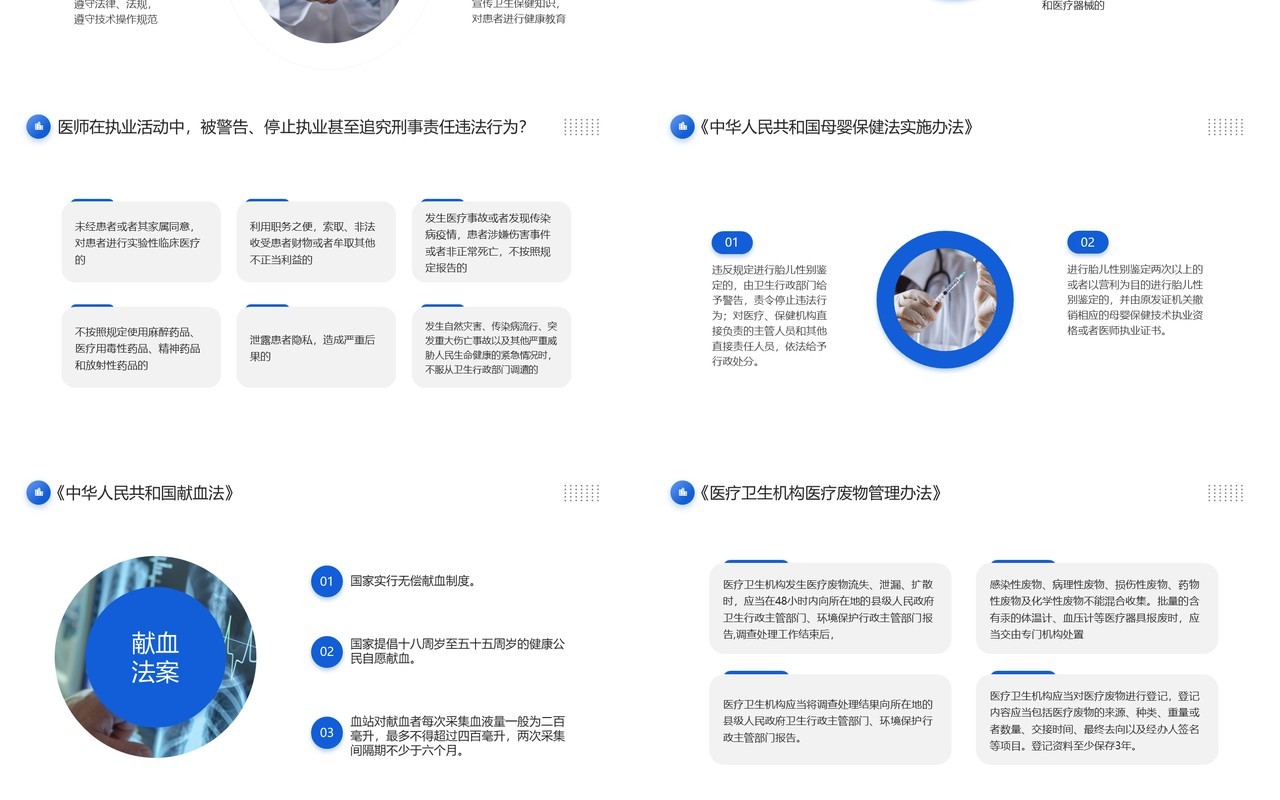 蓝色简约风医疗法律法规知识培训PPT模板