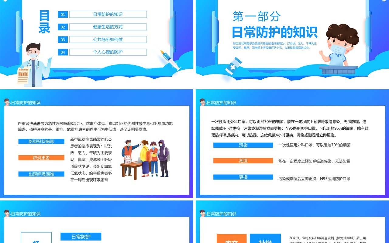 小学生疫情防控知识普及群防群控科学应对动态PPT模板