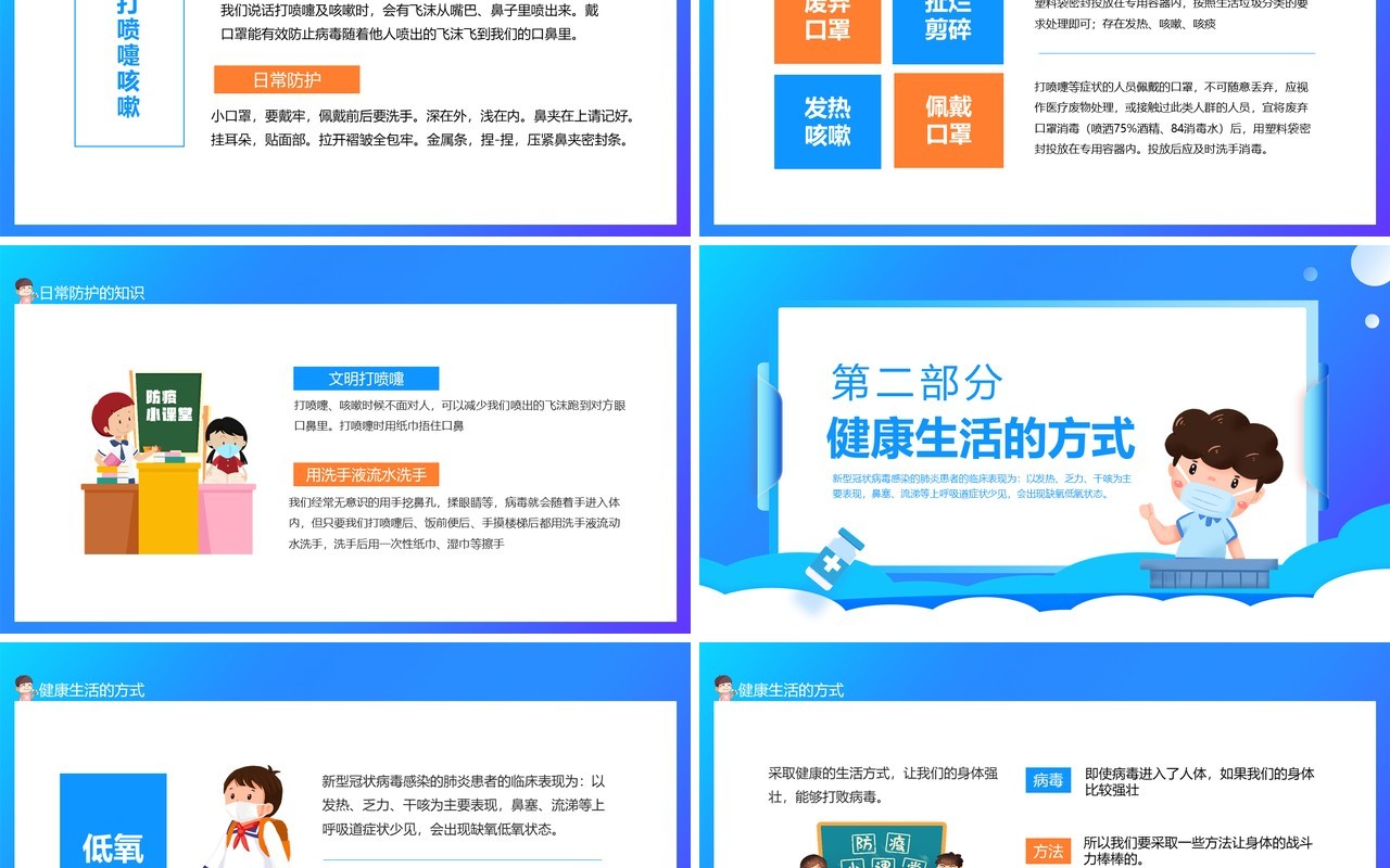 小学生疫情防控知识普及群防群控科学应对动态PPT模板