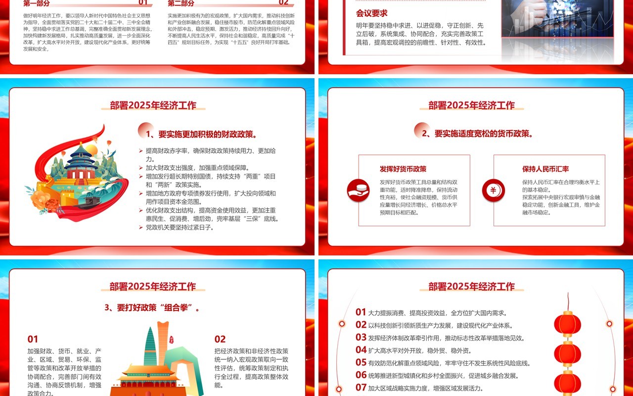 红色党政风中央经济工作会议速览PPT模板