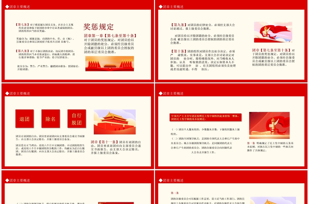 中国共青团团章学习解读认真学习团章严格遵守团章动态PPT模板
