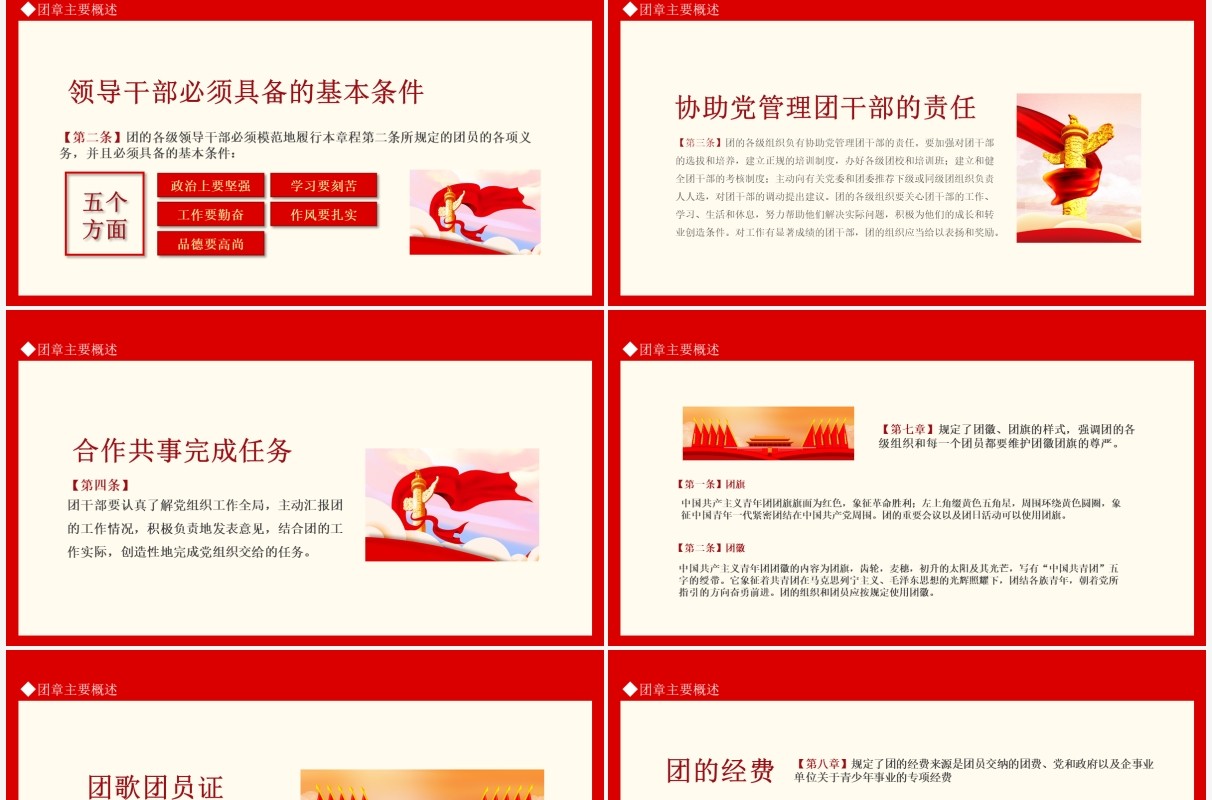 中国共青团团章学习解读认真学习团章严格遵守团章动态PPT模板
