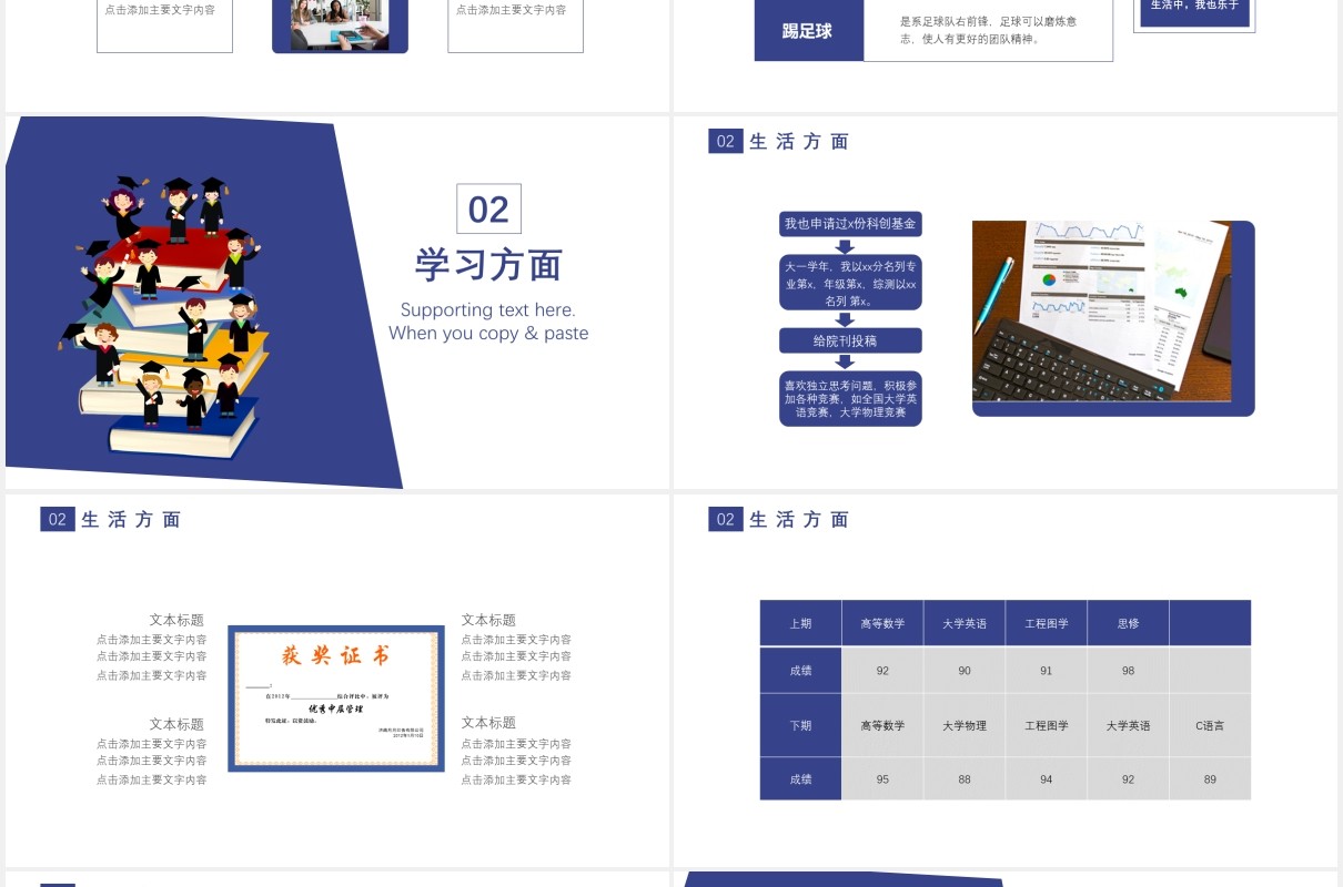 蓝色简约风国家奖学金答辩教育培训通用PPT模板