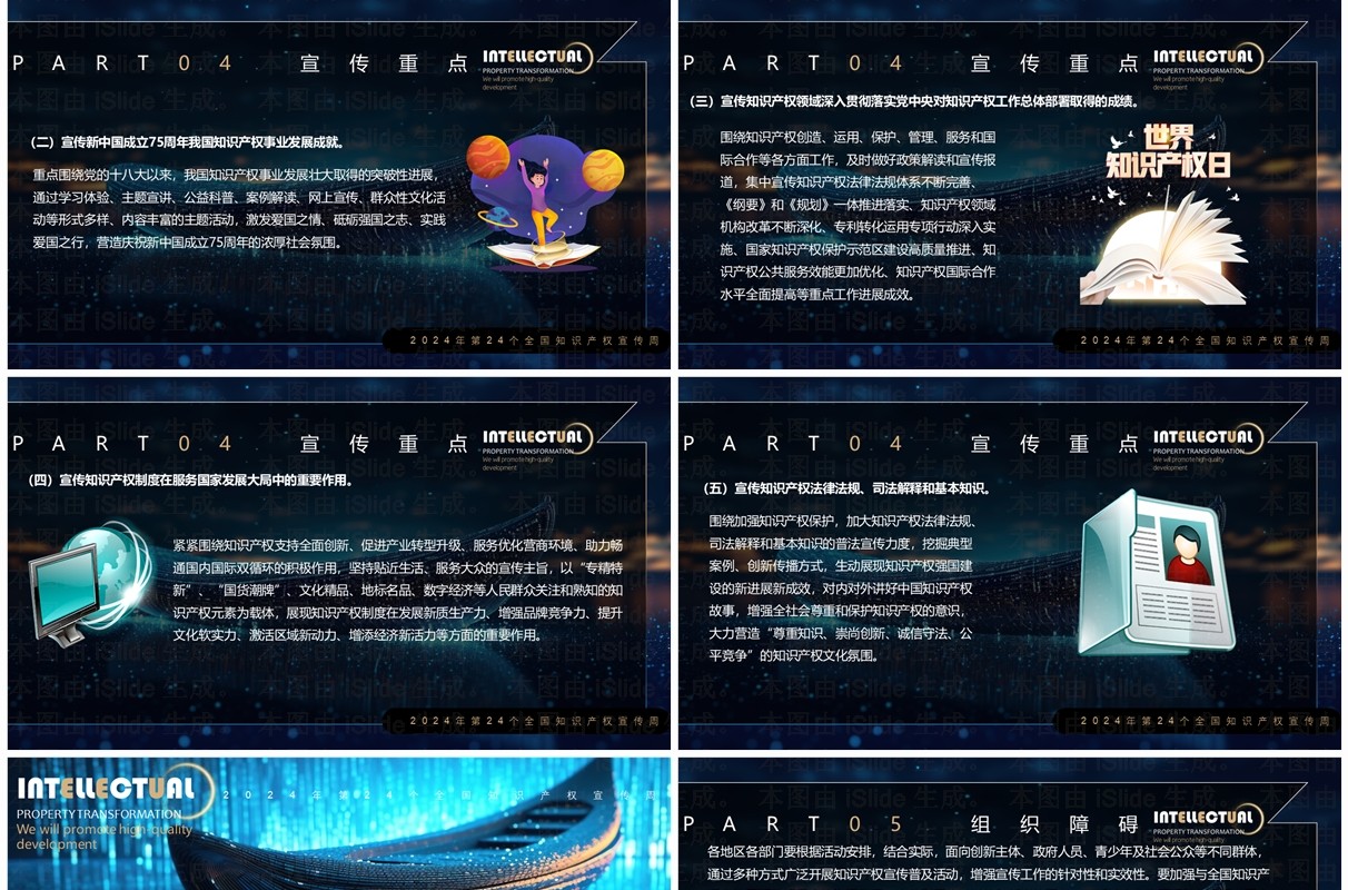 蓝色科技风知识产权转化运用世界知识产权日PPT模板