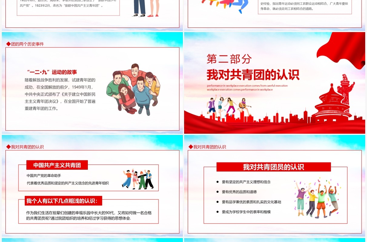 纪念五四运动100周年弘扬五四精神学团史做合格团员动态PPT模板