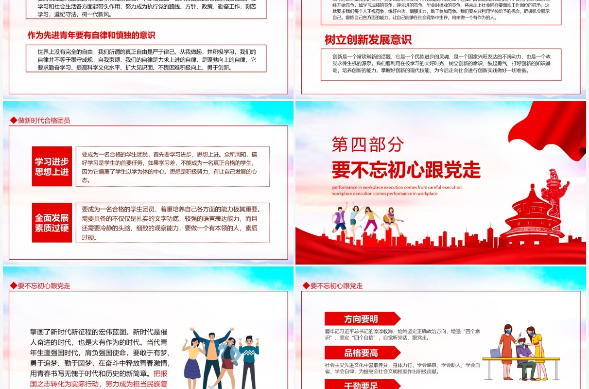 纪念五四运动100周年弘扬五四精神学团史做合格团员动态PPT模板