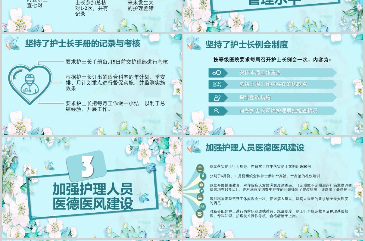 清新护士长年终述职报告竞聘PPT模板