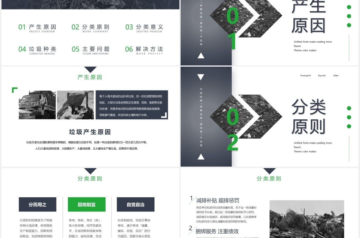 简约风垃圾分类知识小课堂PPT模板