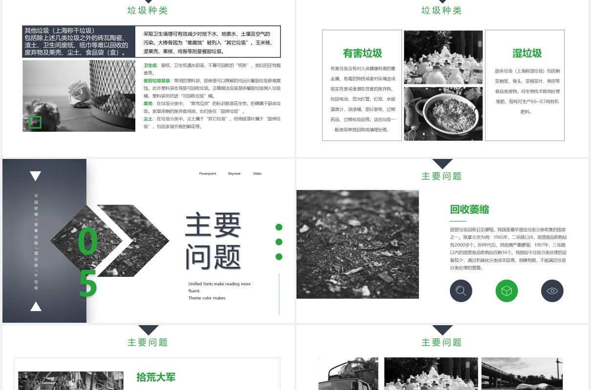 简约风垃圾分类知识小课堂PPT模板