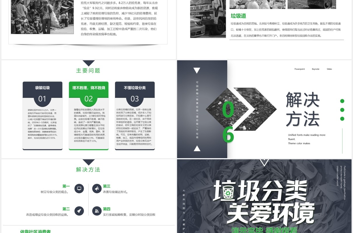 简约风垃圾分类知识小课堂PPT模板