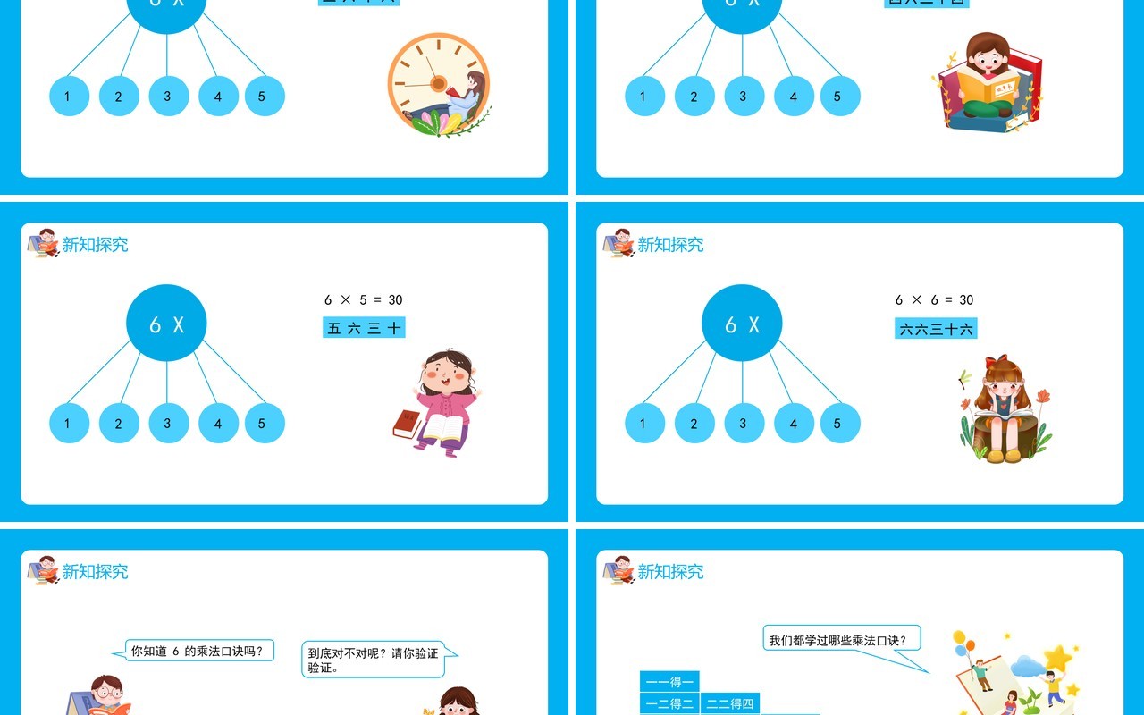 部编版二年级数学上册表内乘法6的乘法口诀课件PPT模板